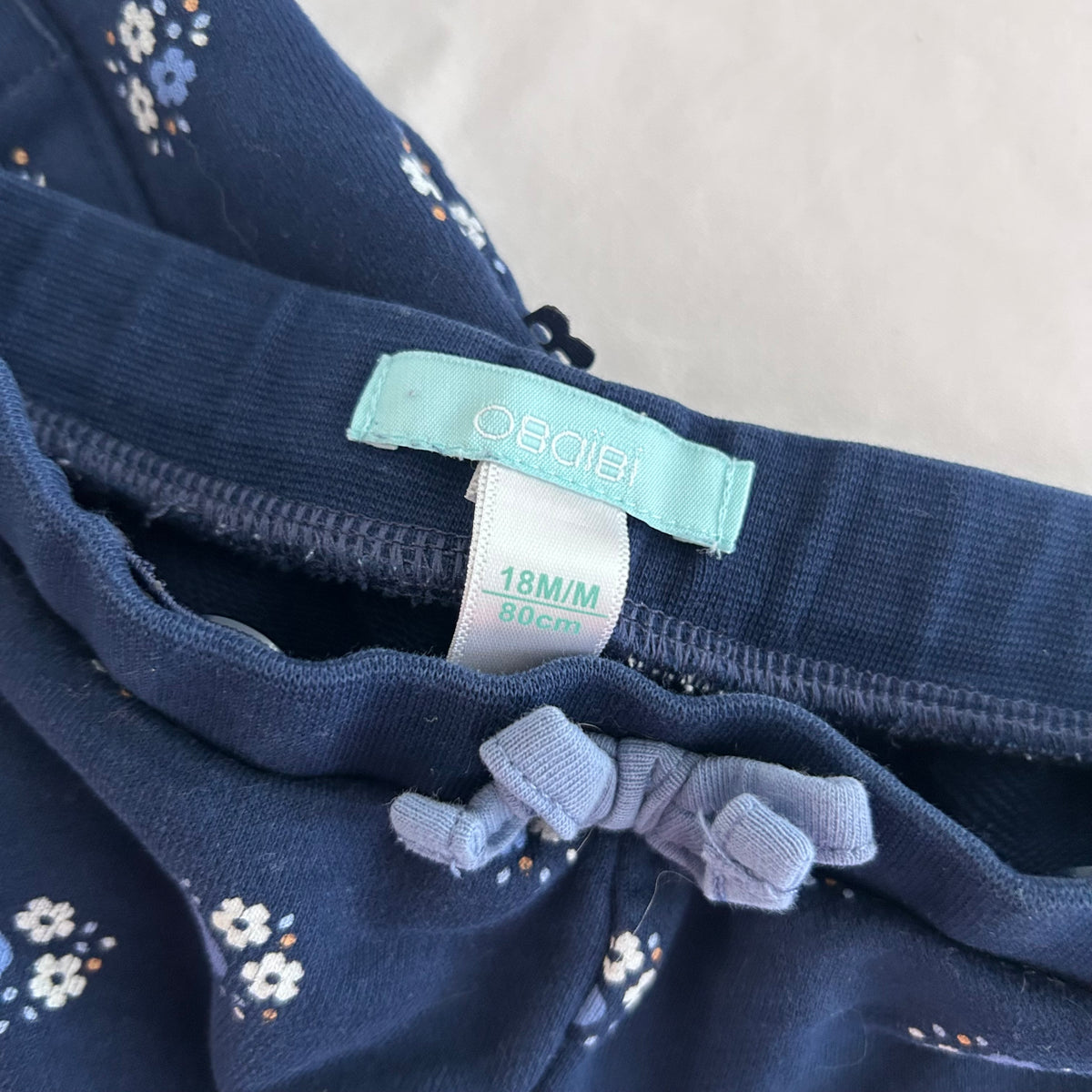 Obaïbi Two-piece Tracksuit Set Age 1 Navy with Floral Pattern