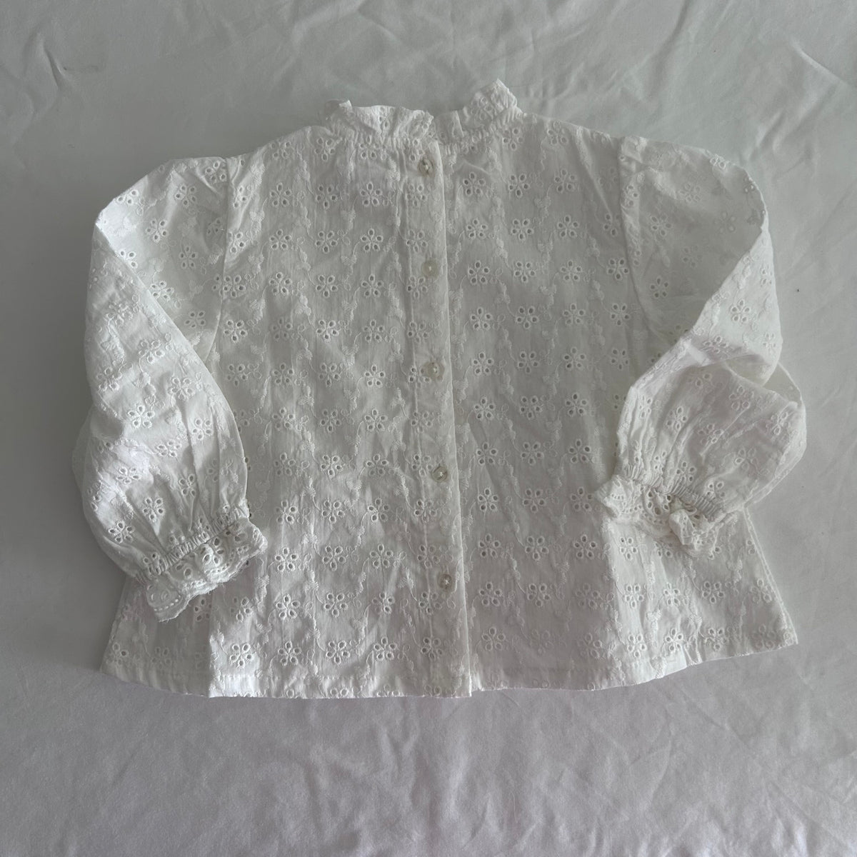 Vertbaudet Long Sleeved Blouse Age 1 White Broderie Anglaise