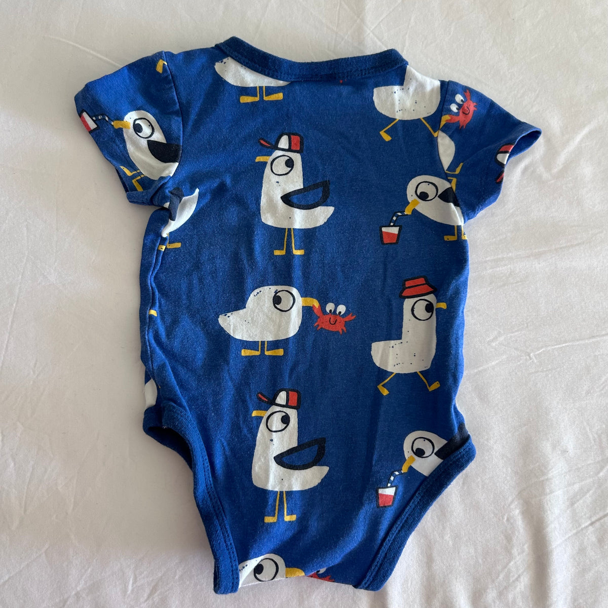 Jack & Milly Bodysuit Baby Age 000 Blue and White Cartoon Seagulls