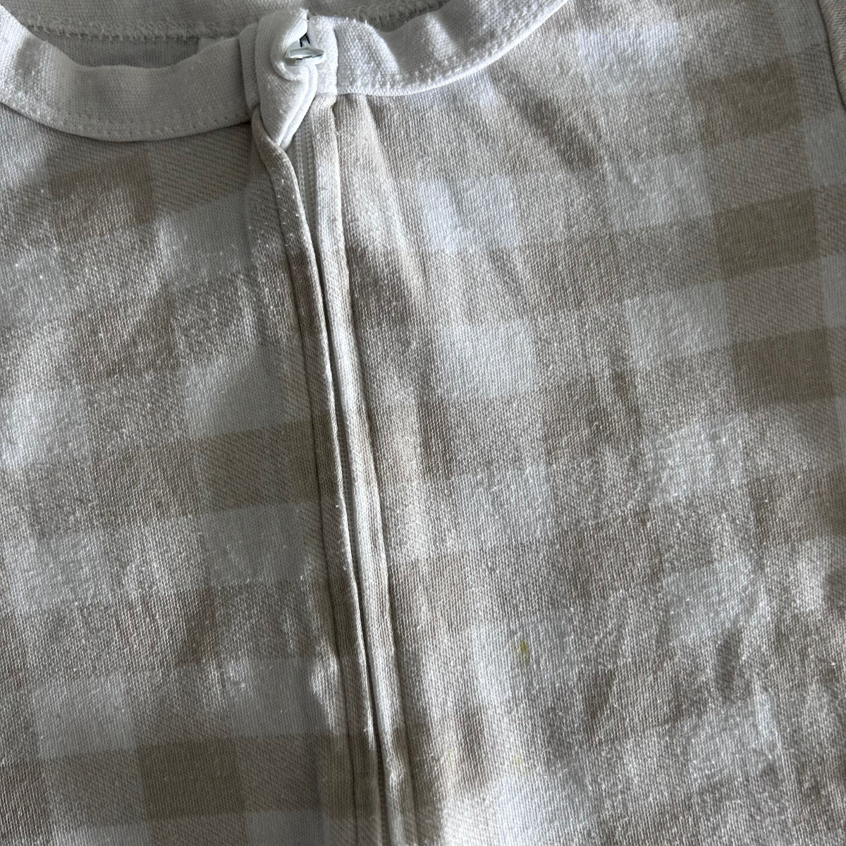 Baby Berry Cotton Short Sleeve Zip Romper Age 1 White and Beige Check