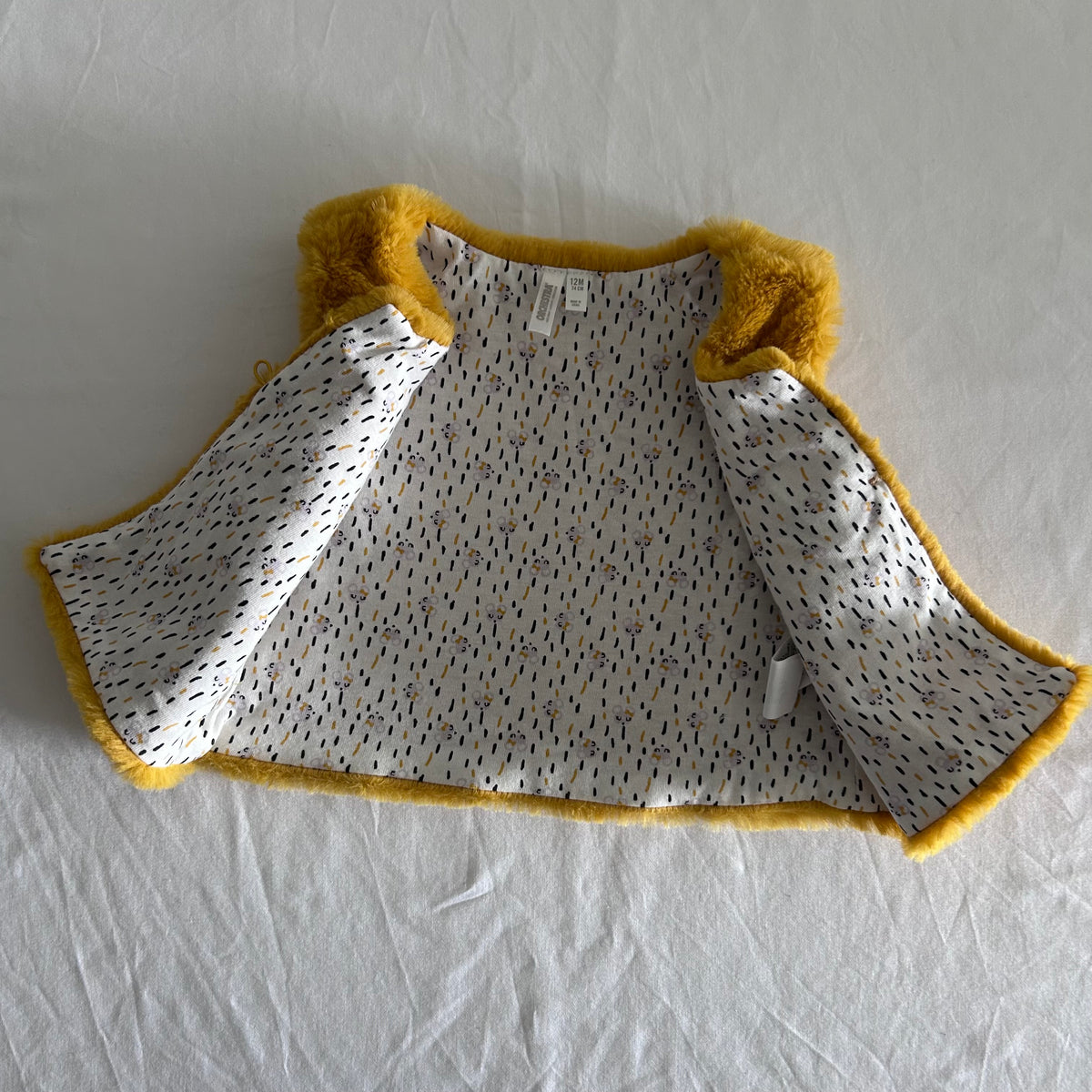 Orchestra Faux Fur Sleeveless Gilet Age 1 Yellow