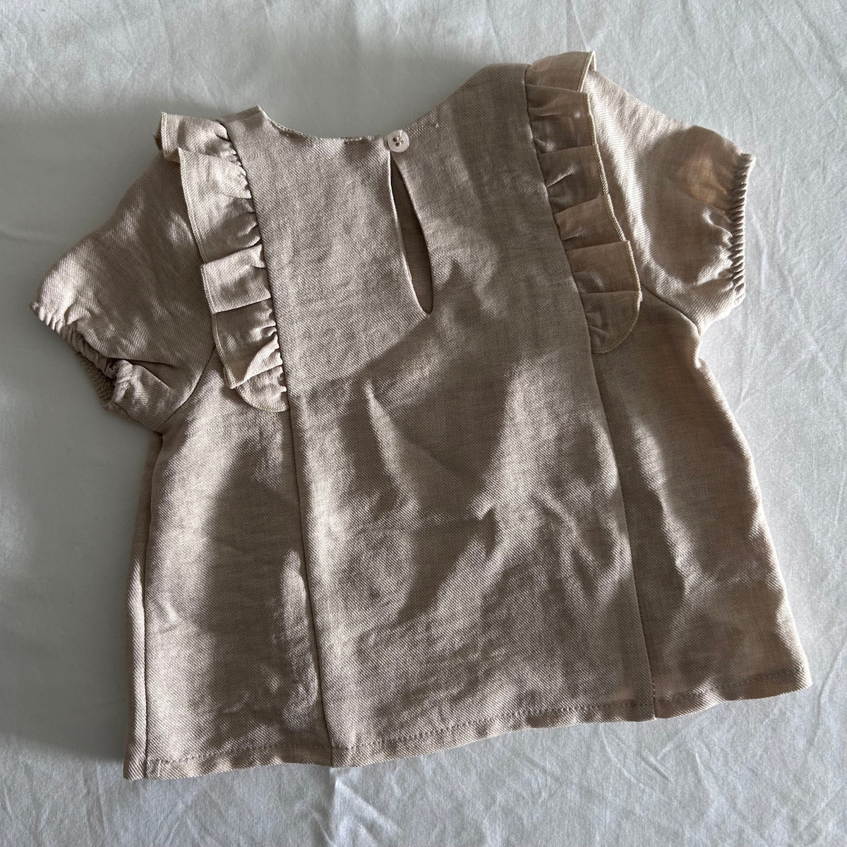 Gemo (French Brand) Short Sleeve Top & Shorts Set Age 1 Beige and White Plain Top
