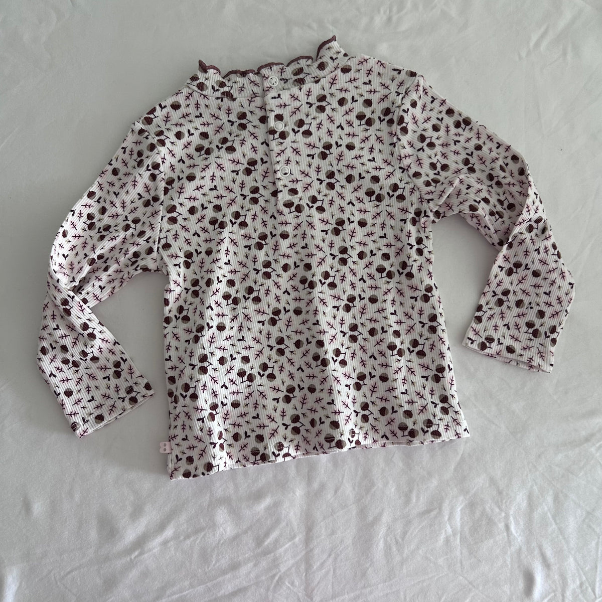 Obaibi Long Sleeved Top Age 1 White and Pink Acorn Pattern