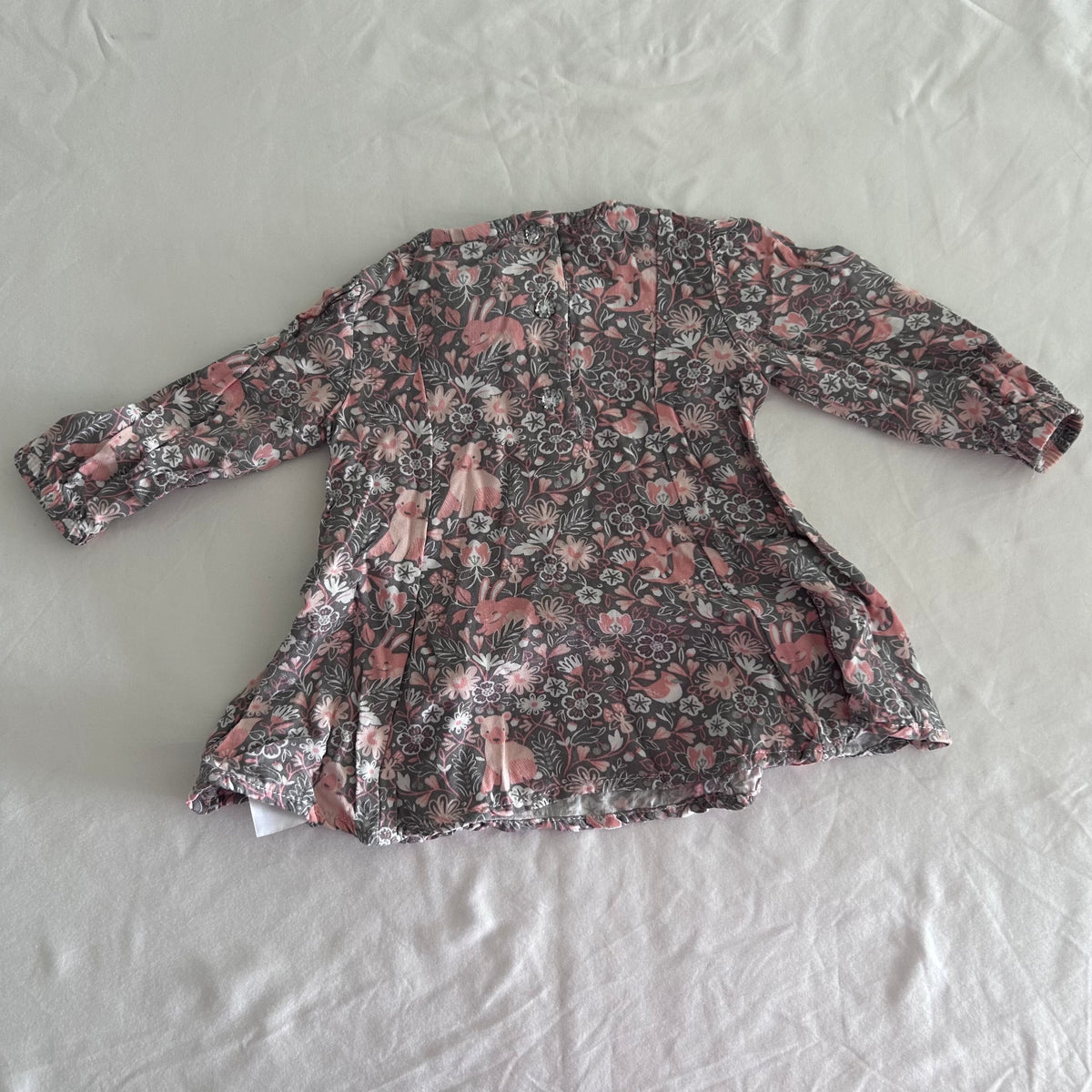 Cynthia Rowley Long Sleeved Floral Dress Baby Age 000 Grey & Pink Floral