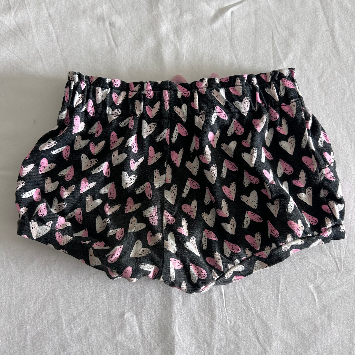 Baby Berry Cotton Shorts Baby Age 00 Dark Grey and Pink All-over Heart
