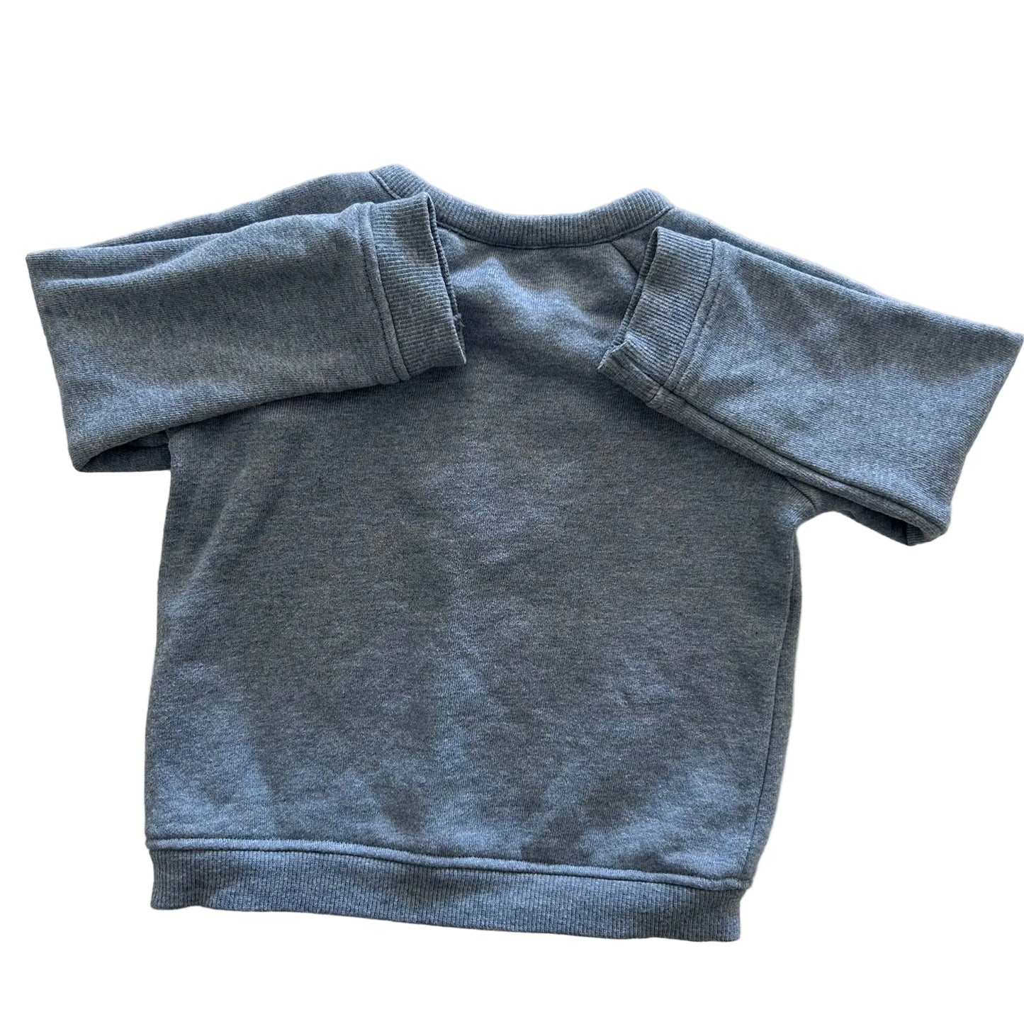 Back of a blue-grey 12-18 months sweatshirt
