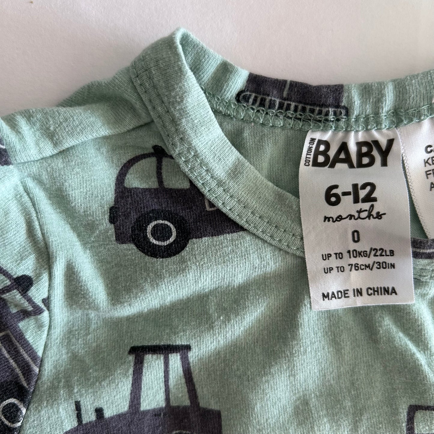 Cotton On Baby Romper Baby Age 0 Green & Vehicles