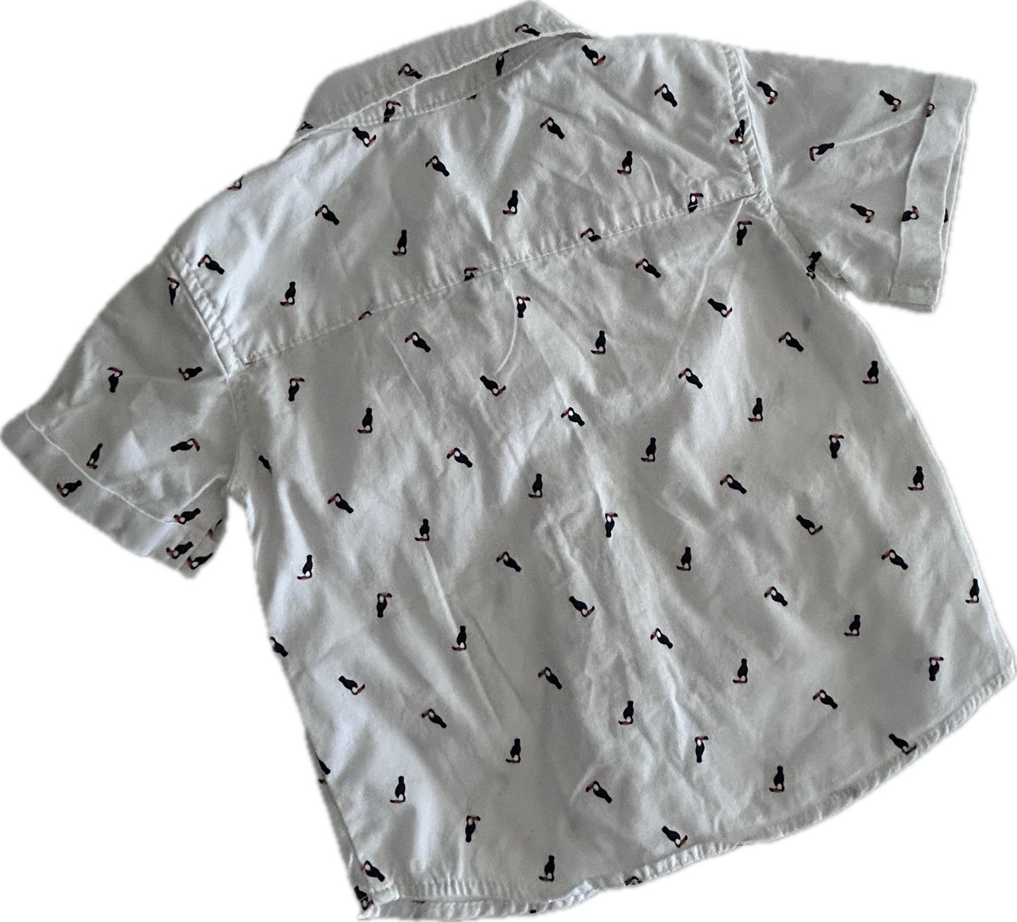 Anko Short Sleeved Shirt Baby Age 0 White with Toucans