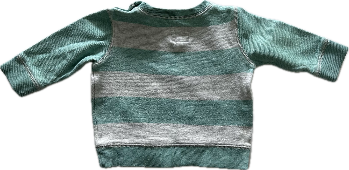 Country Jumper Baby Age 00 Grey & Mint Green Stripes