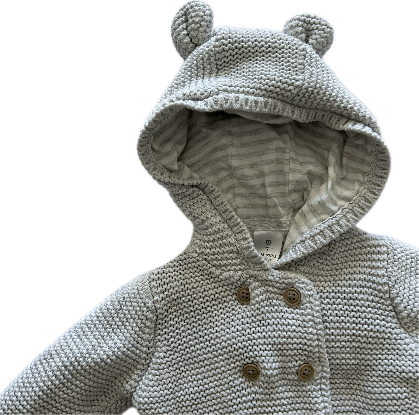 Button Up Hoody Age 1 Light Grey