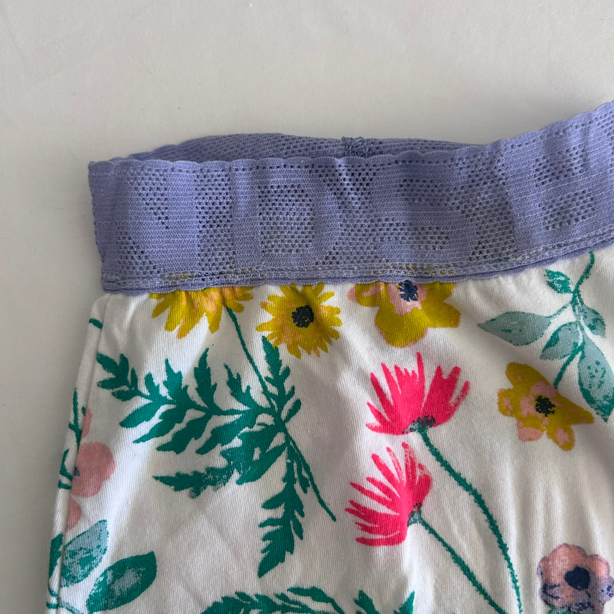Bonds Trousers Age 00 White and Lavender Floral Print