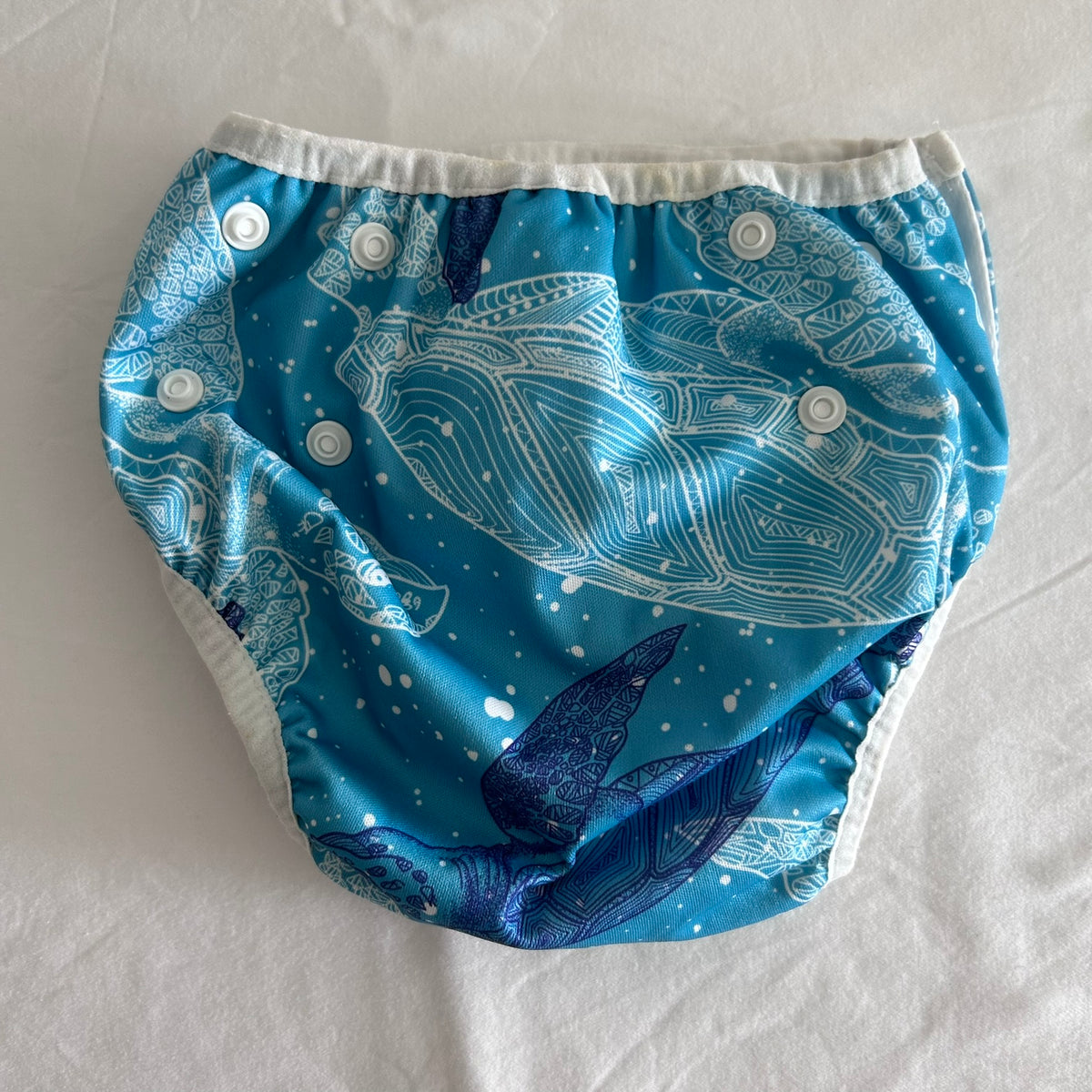 Waladi Swim Nappy Age 00 Teal and White Sea Turtle