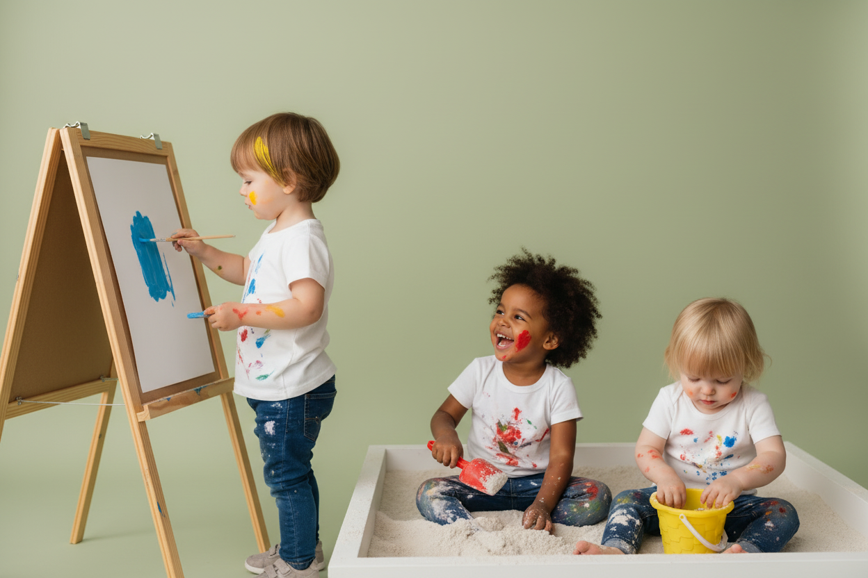 Daycare Children - Pale Green Background