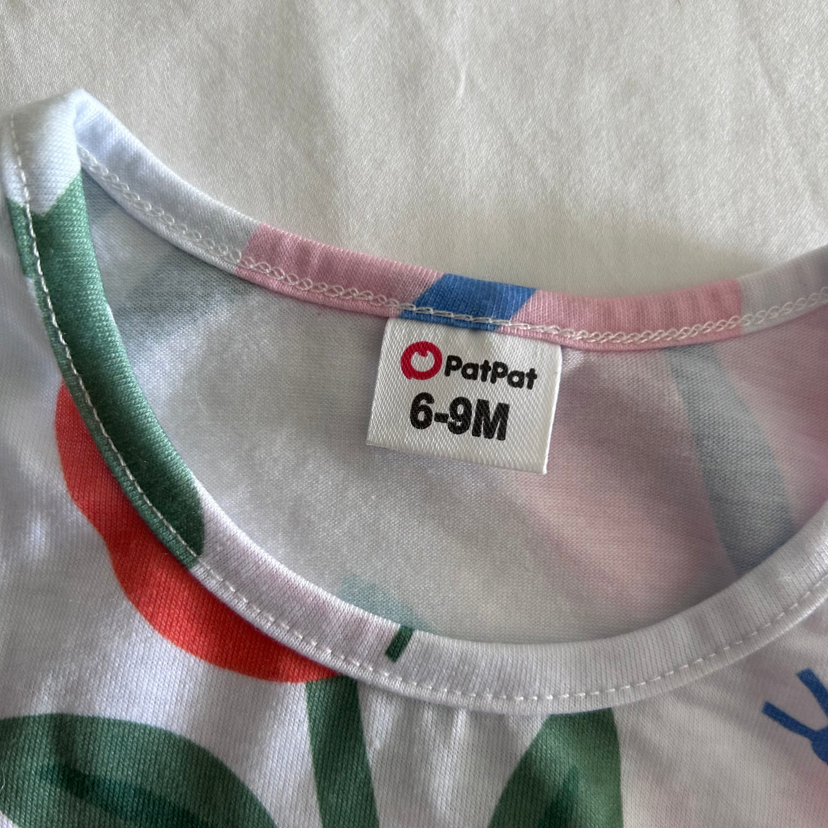 Patpat Sleeveless Dress Age 0 White and Pink Floral