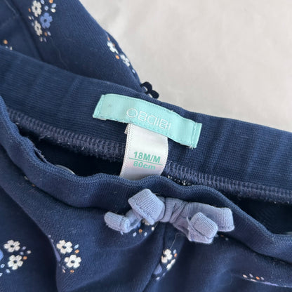 Obaïbi Two-piece Tracksuit Set Age 1 Navy with Floral Pattern