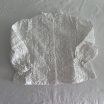 Vertbaudet Long Sleeved Blouse Age 1 White Broderie Anglaise