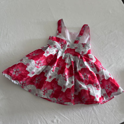Mango Sleeveless Flared Dress Baby Age 0 Red and White Large Floral
