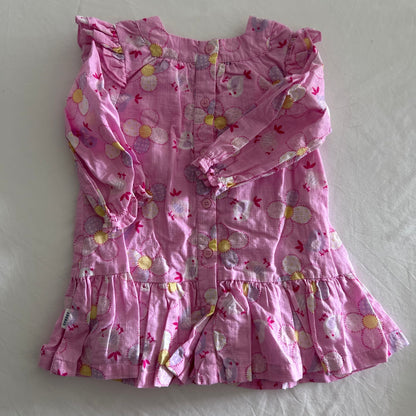 Sprout Long Sleeved Ruffle Collar Dress Baby Age 0 Pink and White