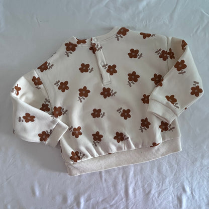 Long Sleeved Crew Neck Sweatshirt Age 1 Cream and Rust Colour Floral Pattern