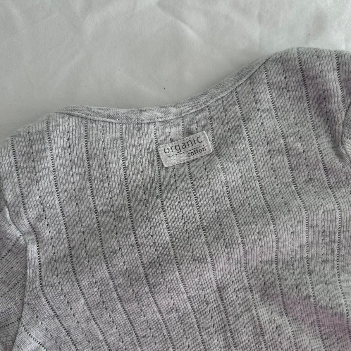 Target Long Sleeve Cotton Top Age 1 Grey Pointelle Ribbed