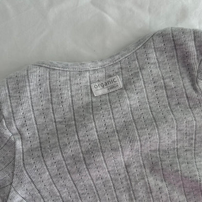 Target Long Sleeve Cotton Top Age 1 Grey Pointelle Ribbed