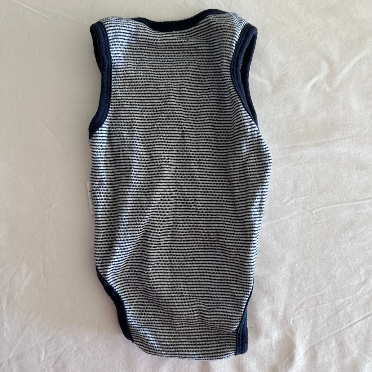 Purebaby Sleeveless Bodysuit Baby Age 00 Navy & White Stripes