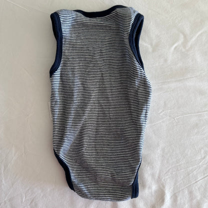 Purebaby Sleeveless Bodysuit Baby Age 00 Navy & White Stripes