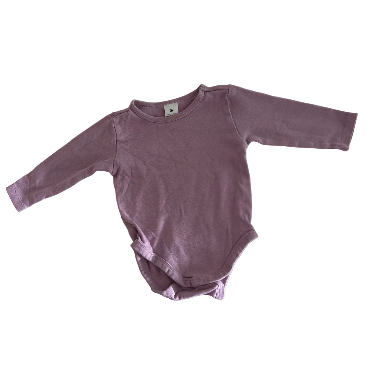 Target Age 1 long sleeve bodysuit in lilac pink with plain — gently loved condition.