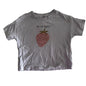 Target Age 00 short sleeved t-shirt in lavender with strawberry graphic print with text 'oh so sweet' — gently loved condition.