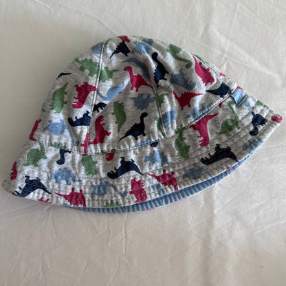 Sun Hat Baby Age 0 Grey Blue & Red Dinosaurs