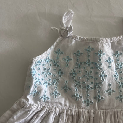 Target Sleeveless Dress Age 1 White & Blue Broderie Anglaise