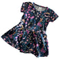 Bonds Age 0 short sleeve skater dress in navy, pink, blue, yellow, white, green with floral and butterfly print — gently loved condition.