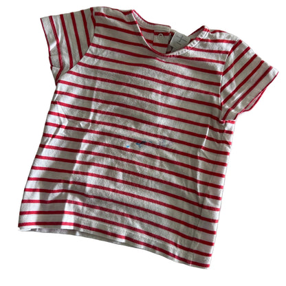 Jasper Conran T-shirt Age 1 White & Red Horizontal Stripes