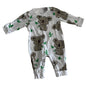 Unknown Age 00 (estimated based on similar sized onesies) long sleeve snap-crotch onesie in white, grey, green with all-over cartoon koala and eucalyptus leaf print — like new condition.