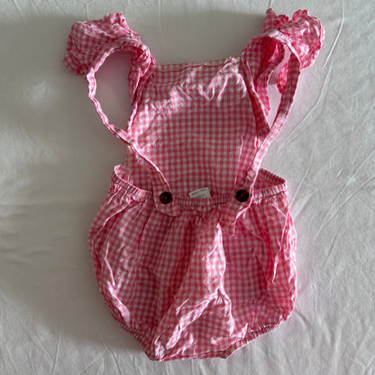 100% Cotton Sleeveless Bodysuit Baby Berry Age 0 Pink and White Gingham Check