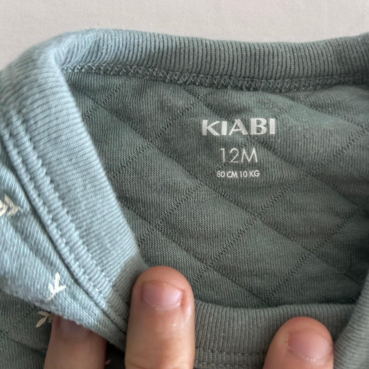 Kiabi Top & Pants Set Age 1 Green Diamond Quilted
