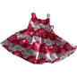 Mango Age 0 sleeveless flared dress in red, white, pink with large floral print — gently loved condition.