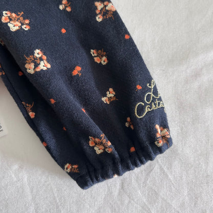 Lulu Castagnette Dress & Vest Set Age 1 Navy and Blue Ditsy Floral