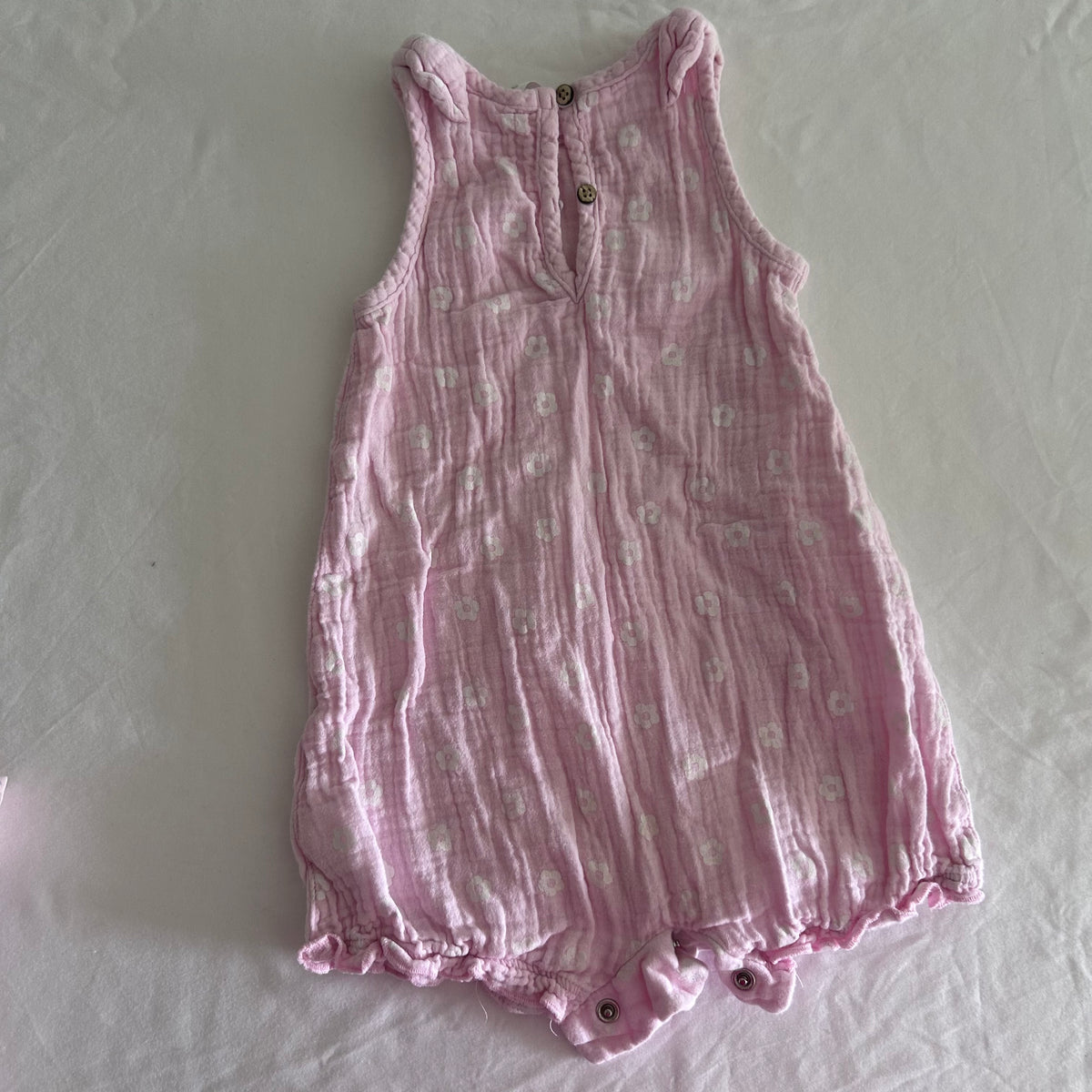 Dymples Sleeveless Romper Baby Age 0 Pink White Daisy