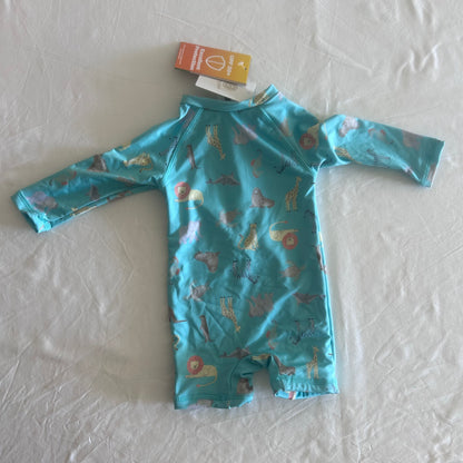 Dymples NEW WITH TAGS Swimsuit Baby Age 000 Turquoise and Teal All-over Safari