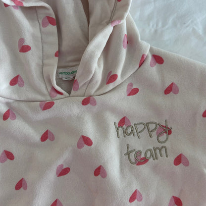 Vertbaudet Hoodie Age 1 Cream with Scattered Pink Love Hearts