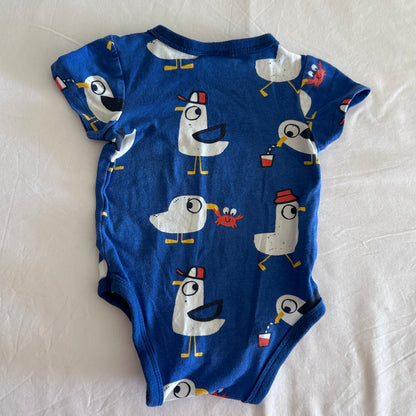 Jack & Milly Bodysuit Baby Age 000 Blue and White Cartoon Seagulls