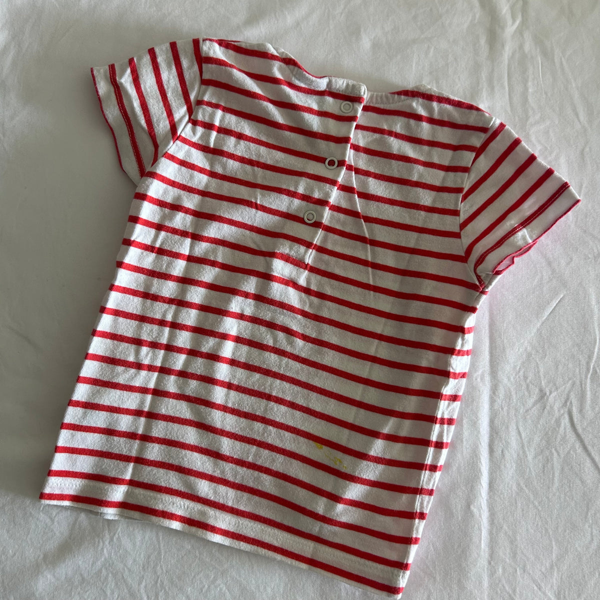 Jasper Conran Age 1 short sleeve t-shirt in white and red with horizontal stripes — well loved condition.