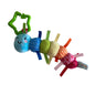 Colourful and various textures pram toy, caterpillar on plain light background.