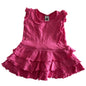 My Little Wonder Age 0 sleeveless tiered ruffle dress in hot pink with frill/ruffle trim on sleeves and tiered skirt layers — gently loved condition.