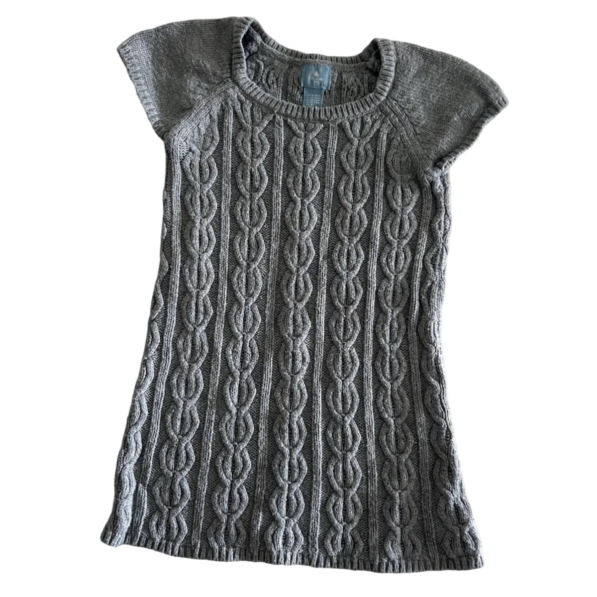 Baby Gap Age 2 short sleeve cable knit sweater in grey with cable knit — gently loved condition.