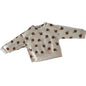 Long sleeved crew neck sweatshirt in cream, rust brown, grey with all-over floral print — like new condition.