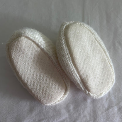 Knitted Baby Booties 11cm Cream with Bunny Face