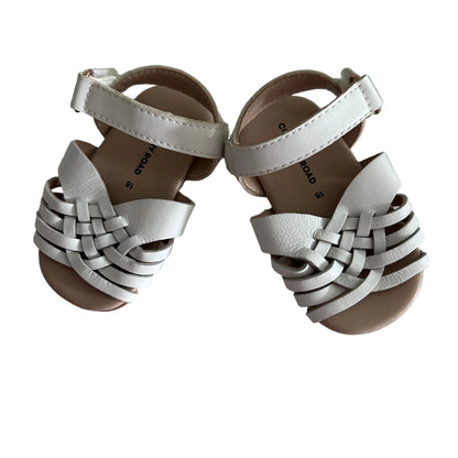 Country Road 12cm woven strap sandals in white with woven/plaited toe strap detail — like new condition.