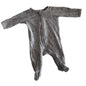 Target Age 0000 long sleeve zippy onesie in grey with all-over animal print (giraffe, bear, koala, crocodile, lion) in black outline on grey — gently loved condition.